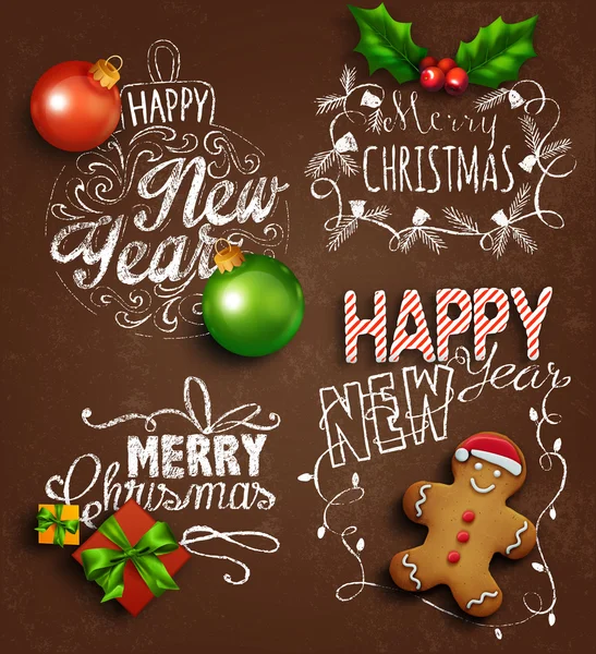 Elementos decorativos Navidad . — Vector de stock