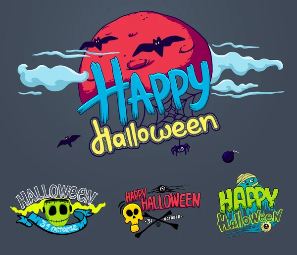 Halloween horror design set — Stock Vector