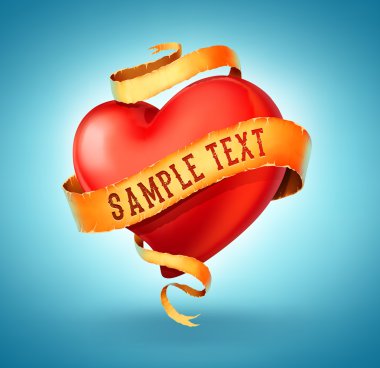 bir kurdele ile kalp.