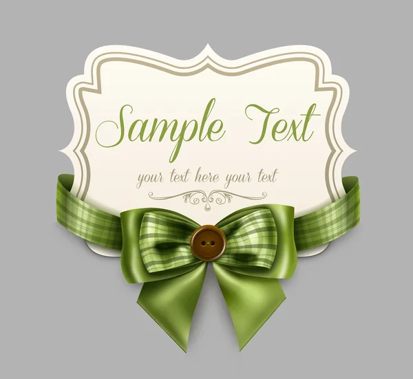 Vintage label with a green bow — Stock Vector