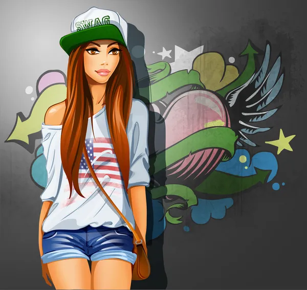 Swag girl. — Stock Vector