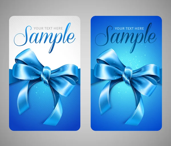 Tarjetas de regalo azules con lazo — Vector de stock