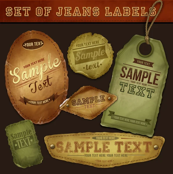 Vector gedetailleerde jeans tags — Stockvector