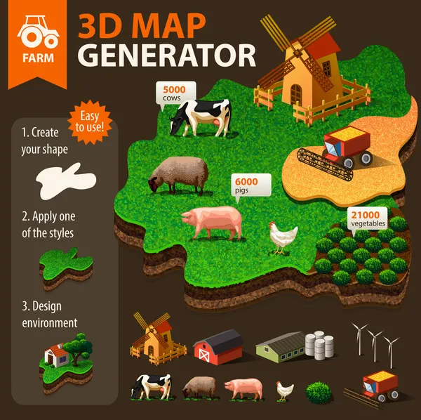 Agricultura elementos infográficos —  Vetores de Stock