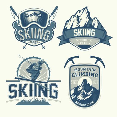 Set of nordic skiing and mountaineering badges