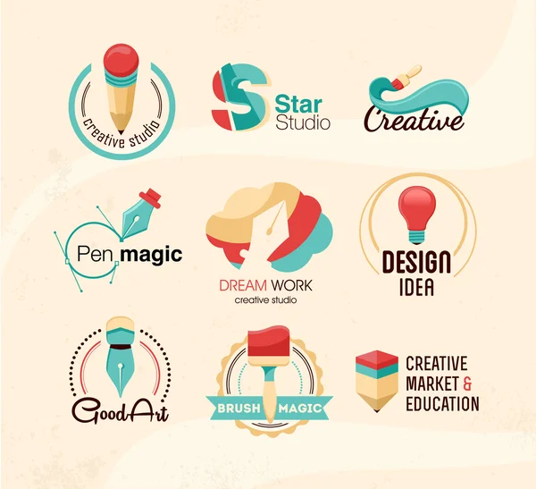 Emblemas de design criativo — Vetor de Stock