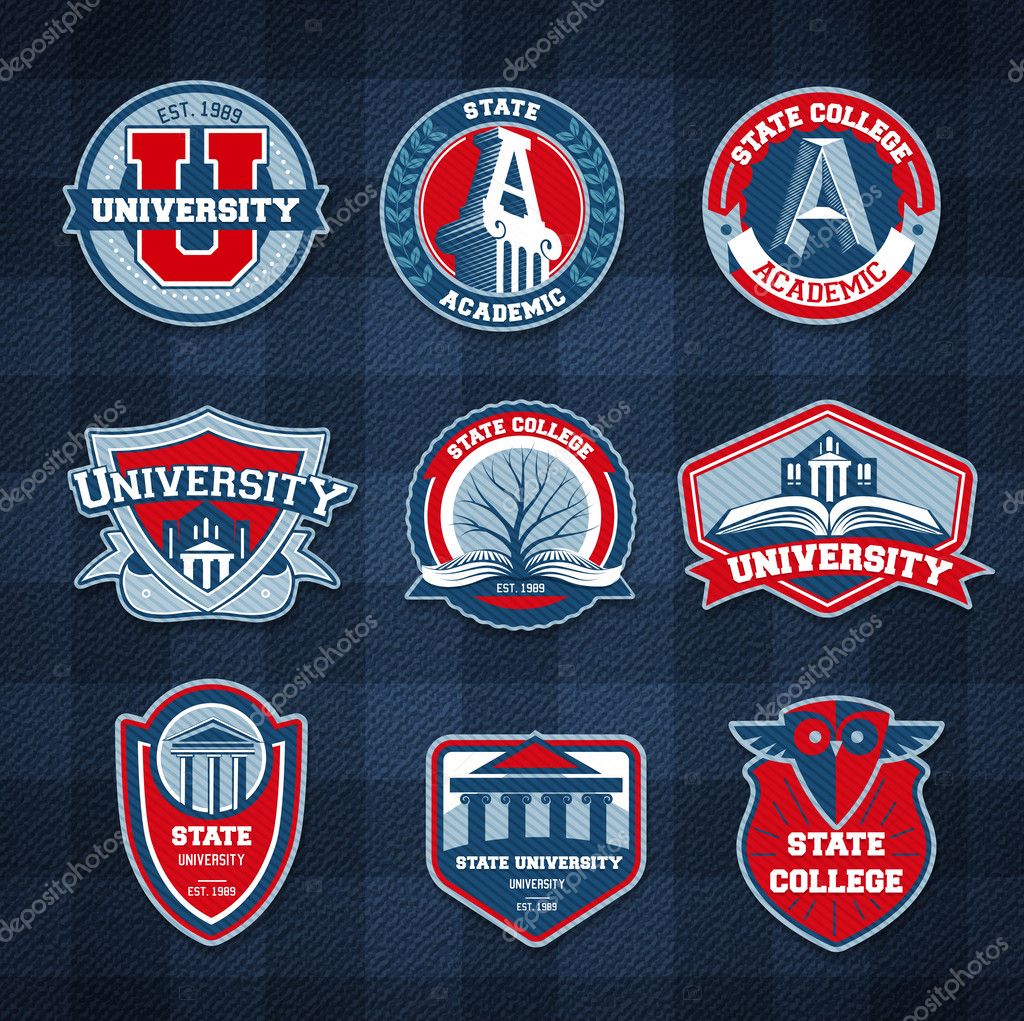 Set of university and college school badges