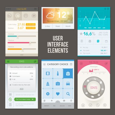 Set of various elements used for user interface