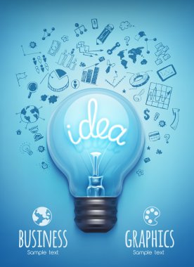 Light bulb and drawing business strategy clipart