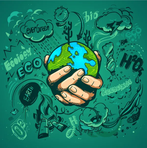 Human hands holding Earth — Stock Vector