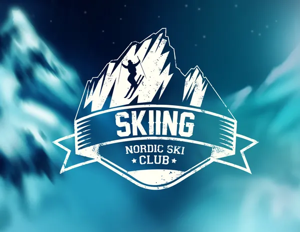 Étiquette vectorielle de ski — Image vectorielle