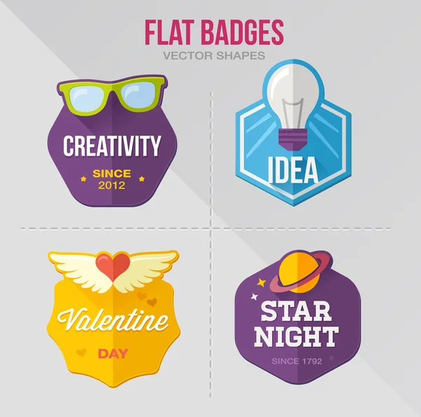 Plano insignias vector — Vector de stock