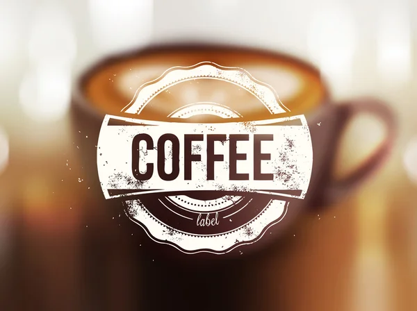 Étiquette de café sur fond flou — Image vectorielle