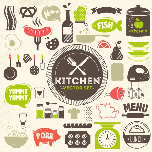 Iconos vectoriales cocina — Vector de stock