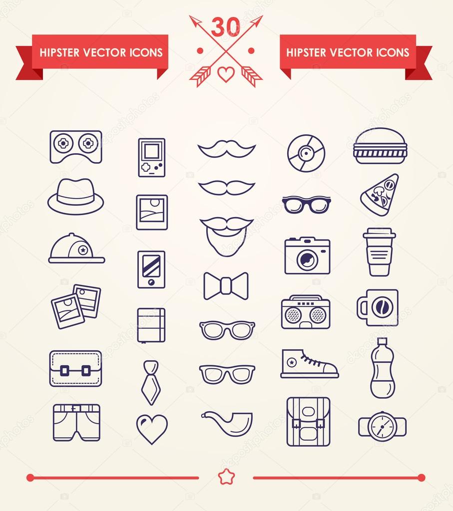 Hipster icons set