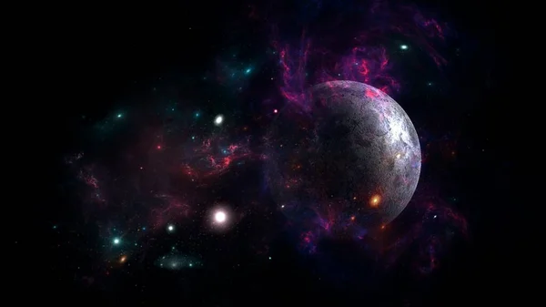 Pianeti Galassia Universo Orizzonte Evento Singolarità Gargantuan Radiazioni Hawking Teoria — Foto Stock