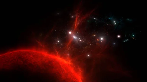 Planetas Galaxia Universo Horizonte Eventos Singularidad Gargantuan Radiación Hawking Teoría — Foto de Stock