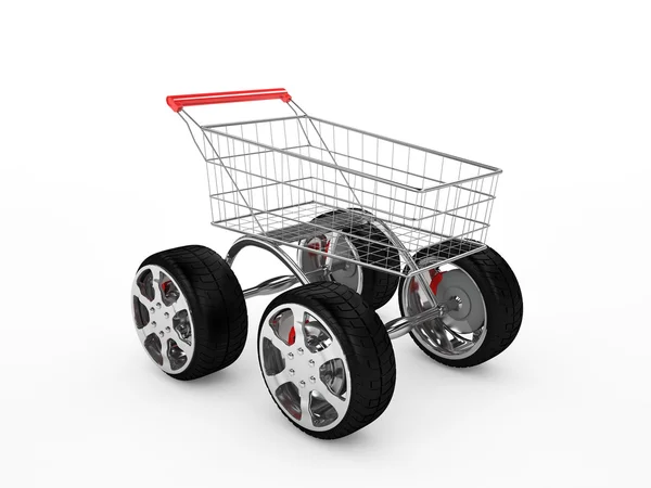 Shopping cart with big wheels — Stock Photo, Image