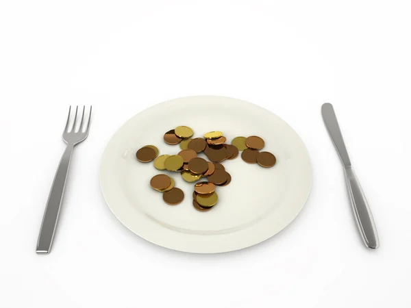 Coins in a plate — Stock Photo, Image