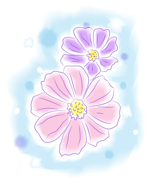 Квіти, картина в стилі водного кольору . — стоковий вектор