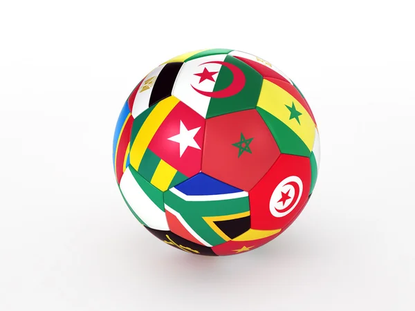 3D-weergave van een voetbal met vlaggen van de Afrikaanse landen — Stockfoto