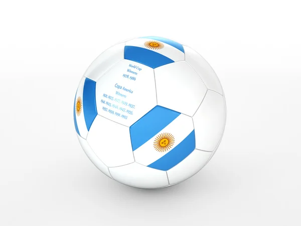 3D rendering μιας μπάλας ποδοσφαίρου με τη σημαία της Αργεντινής — Φωτογραφία Αρχείου
