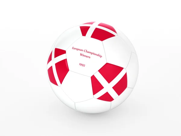 3D rendering piłki nożnej z banderą Danii — Zdjęcie stockowe