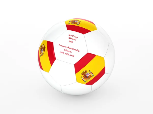 3D rendering piłki nożnej z flaga Hiszpania — Zdjęcie stockowe