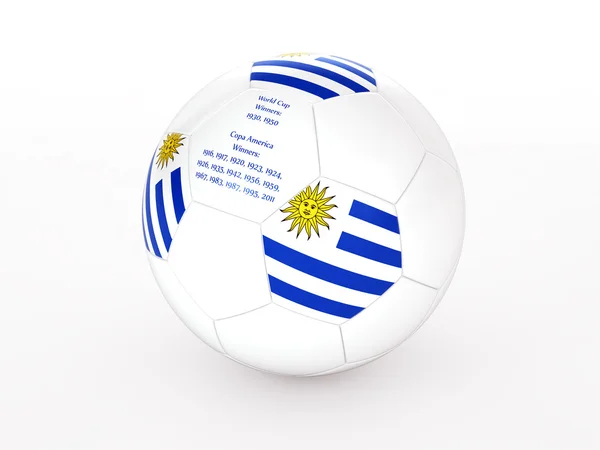 3D-weergave van een voetbal met uruguay vlag — Stockfoto