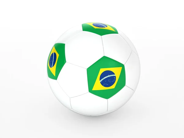 3d renderização de uma bola de futebol com bandeira do Brasil — Fotografia de Stock