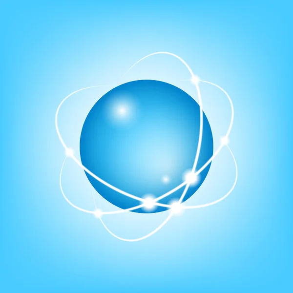 3D vektor atom på blå — Stock vektor