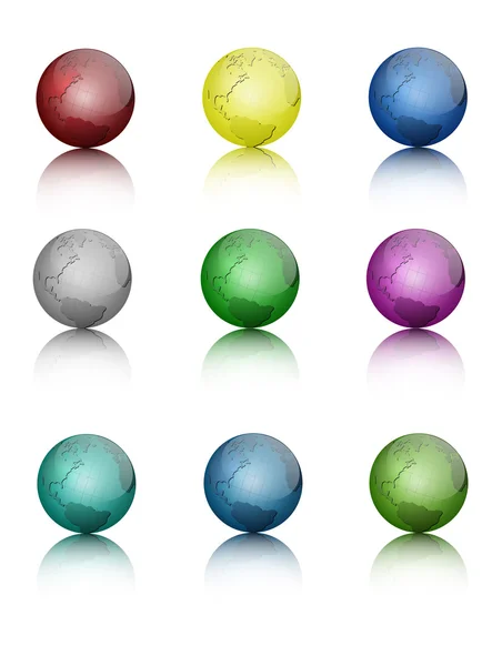 Set di icone del globo colorato. Illustrazione vettoriale — Vettoriale Stock