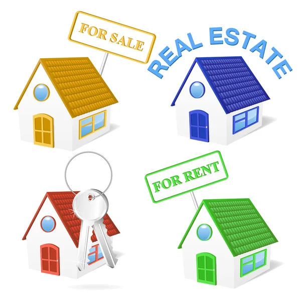 3D-s Real Estate üzleti Icon Set — Stock Vector