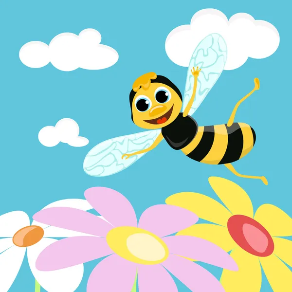 Flying bee. Vector illustration — Stock Vector