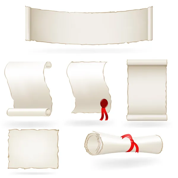 Set of old paper scrolls — Stock Vector