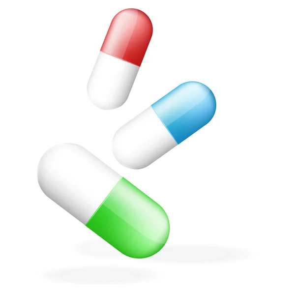 Vektor illustration av flerfärgade piller — Stock vektor