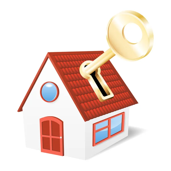 Huis met een gouden sleutel. vectorillustratie — Stockvector