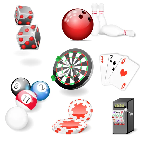 Conjunto de casino vetorial e elementos de jogo — Vetor de Stock