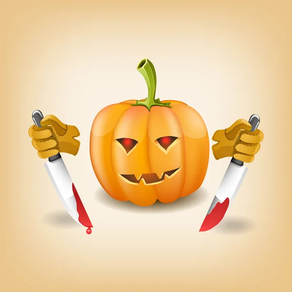 Halloween background with killer pumpkin. Vector illustration — Stock Vector