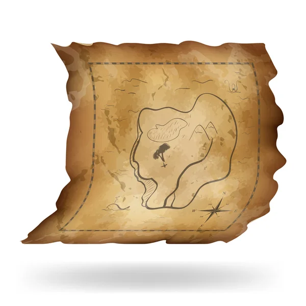 Una vecchia mappa dell'isola. Illustrazione vettoriale — Vettoriale Stock