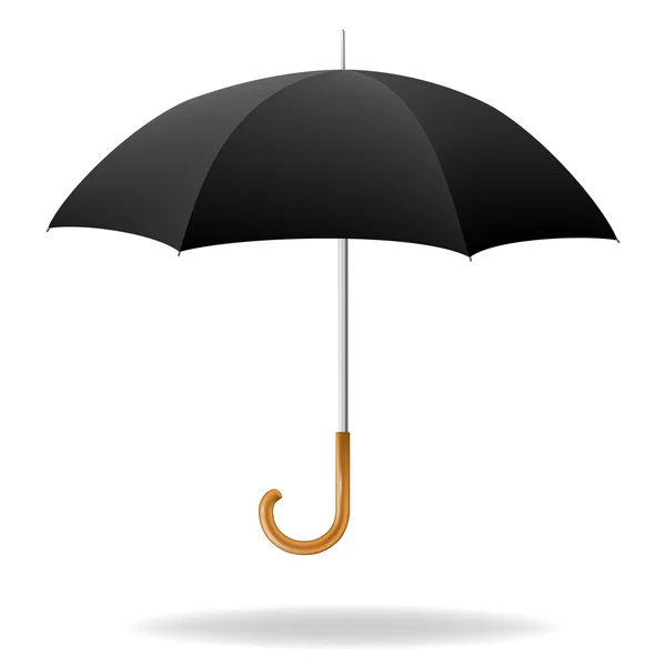 Parapluie réaliste noir sur fond blanc. Illustration vectorielle — Image vectorielle