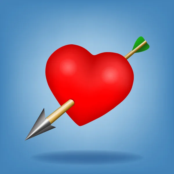 Rotes Herz mit Pfeil. Vektorillustration — Stockvektor