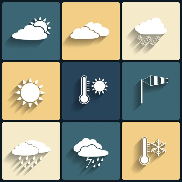 Vector flat design style weather icons set — Stock Vector