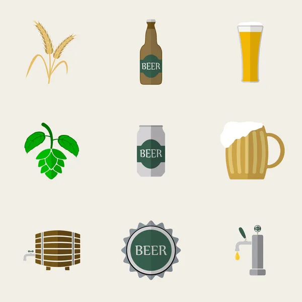 Επίπεδη εικονίδια μπύρα — Διανυσματικό Αρχείο