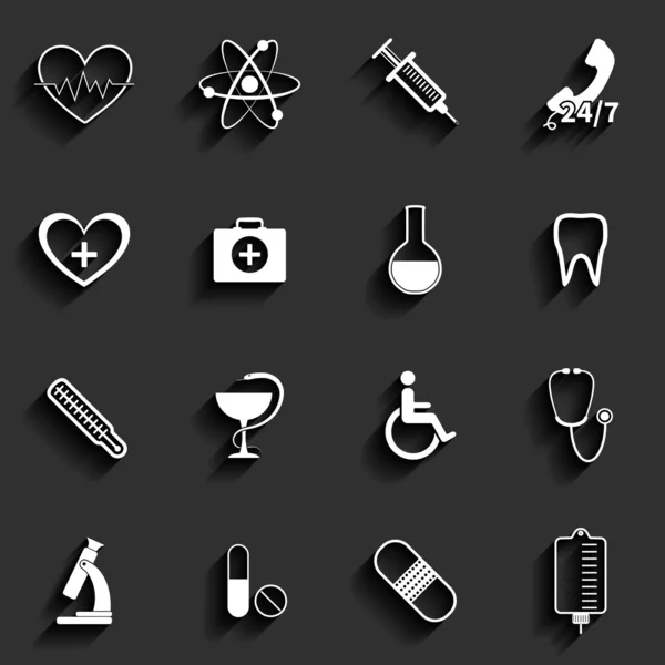 Conjunto de iconos planos de vector médico — Vector de stock