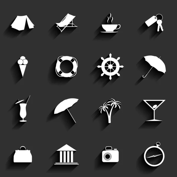 Traveling and vacation Flat icons — Stock Vector