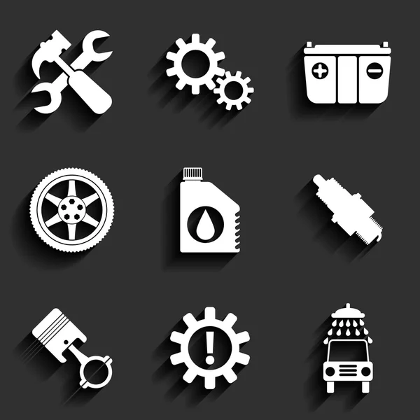 Car service maintenance vector flat icon set. — Stock Vector