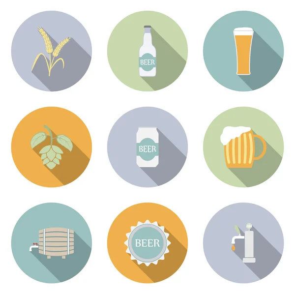Ícones lisos do vetor da cerveja —  Vetores de Stock