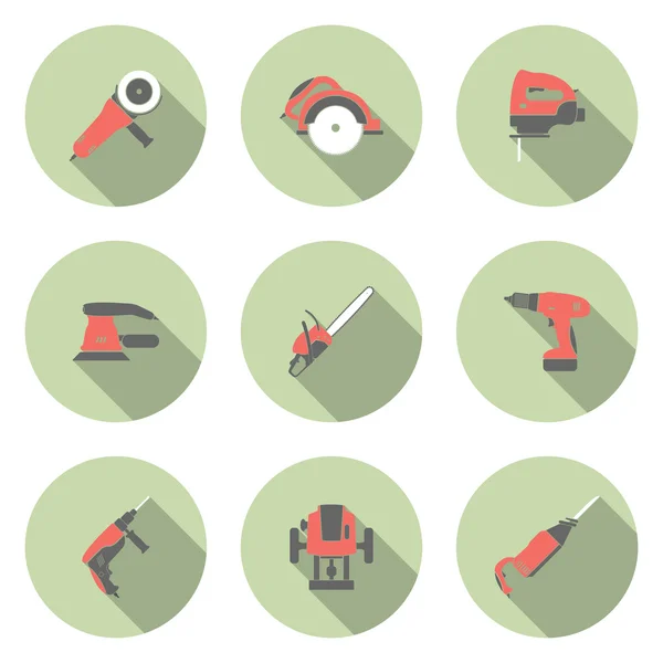 Electric tool flat vector icons set — Stock Vector