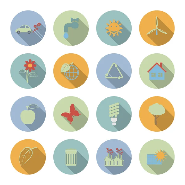 Ecology vector flat icons set — Stock Vector